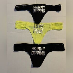 Victoria's Secret Black and Yellow Panties Set medium thong